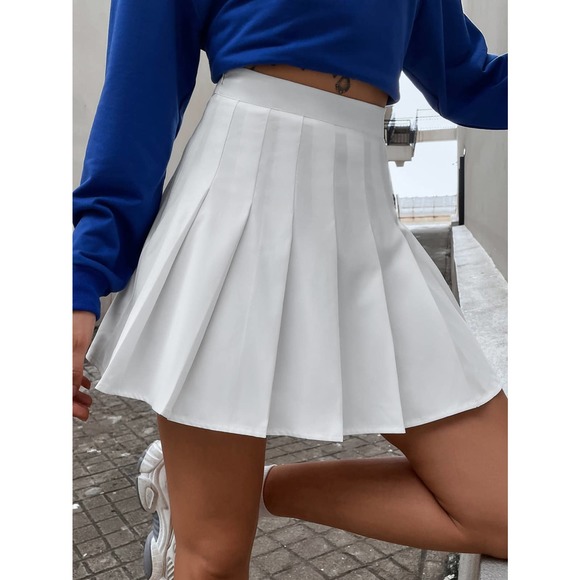 High Waist Pleated Skirt y2k 00s tennis preppy black - Picture 3 of 11